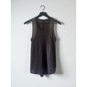 rag & bone Sheer Black Metallic Knit Tank Top | Lightweight Layering Tank S